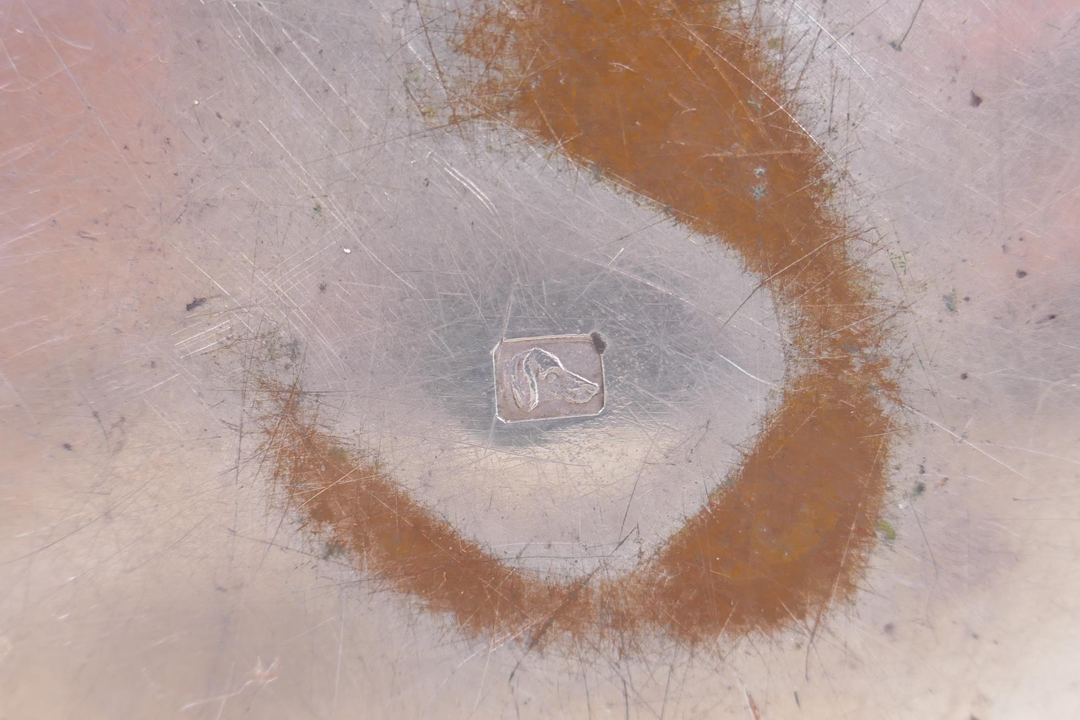 An antique continental silver plate box, impressed dogs head mark to base, 16 x 13cm - Image 4 of 5