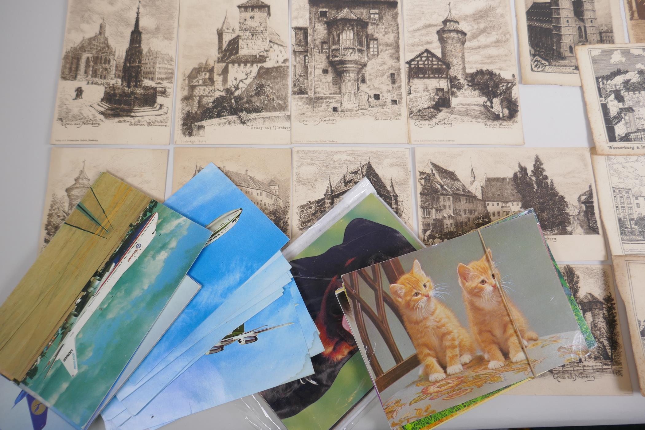 A quantity of late C19th and C20th postcards including engravings of German landmarks, greetings - Image 7 of 8