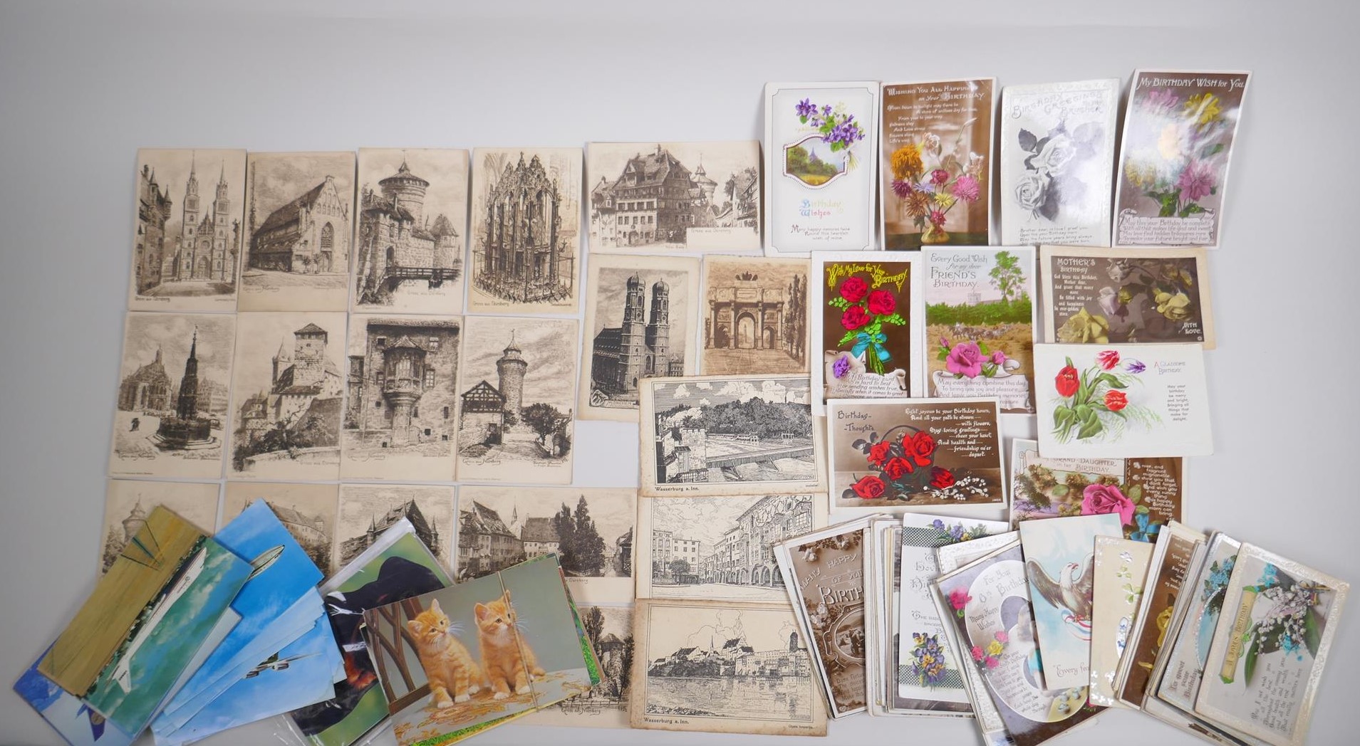 A quantity of late C19th and C20th postcards including engravings of German landmarks, greetings