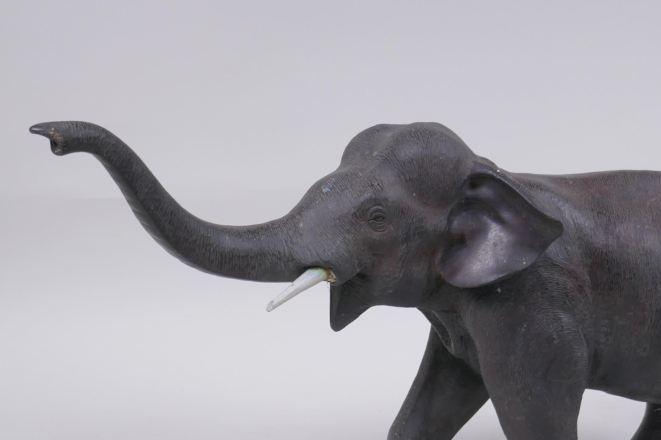 An Austrian style cold painted bronze figure of an elephant, 36cm long, 21cm high - Image 2 of 6