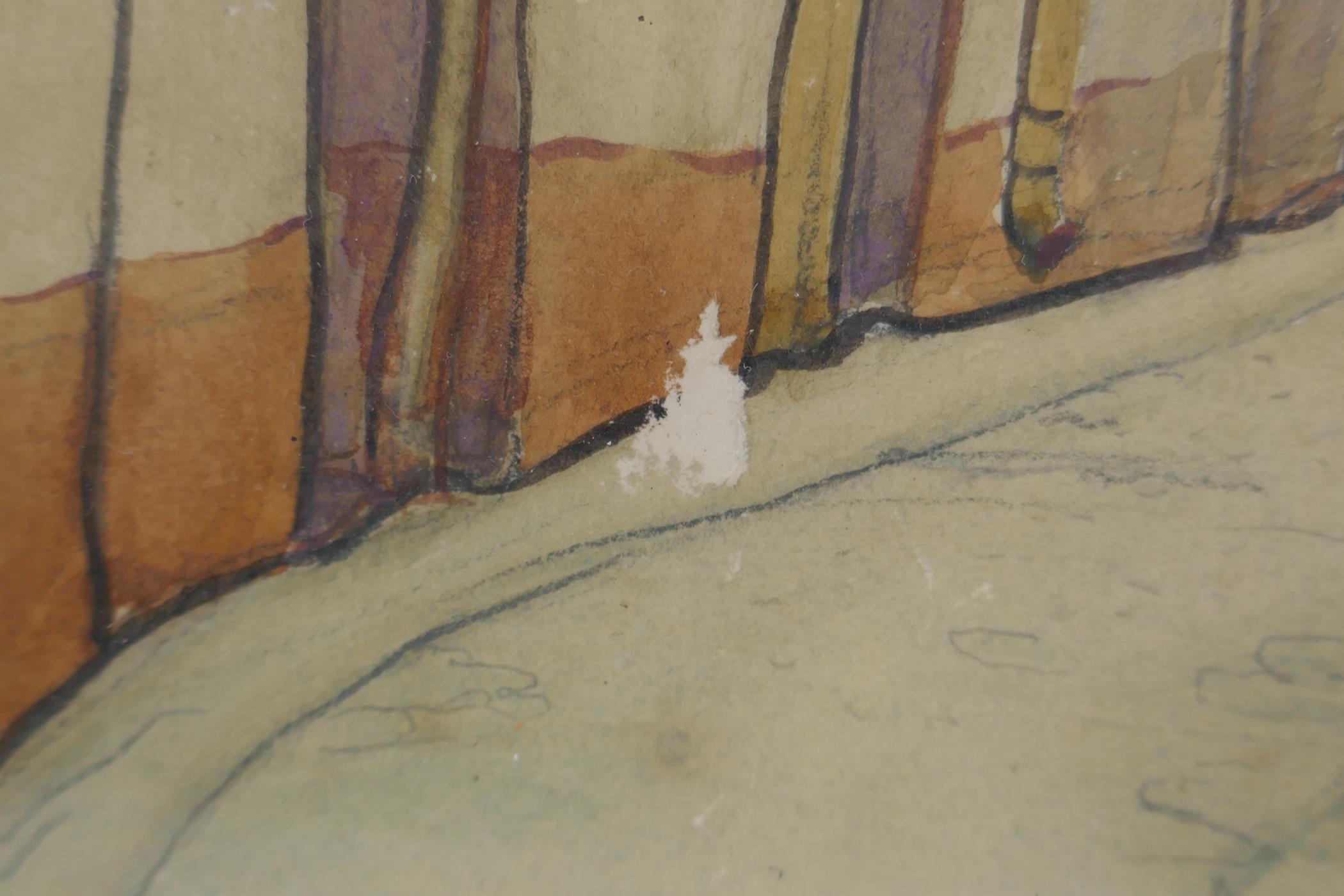 Ruth Gervis (British, 1894-1988), quiet French street scene, pencil signed, watercolour, 25 x 36cm - Image 5 of 5