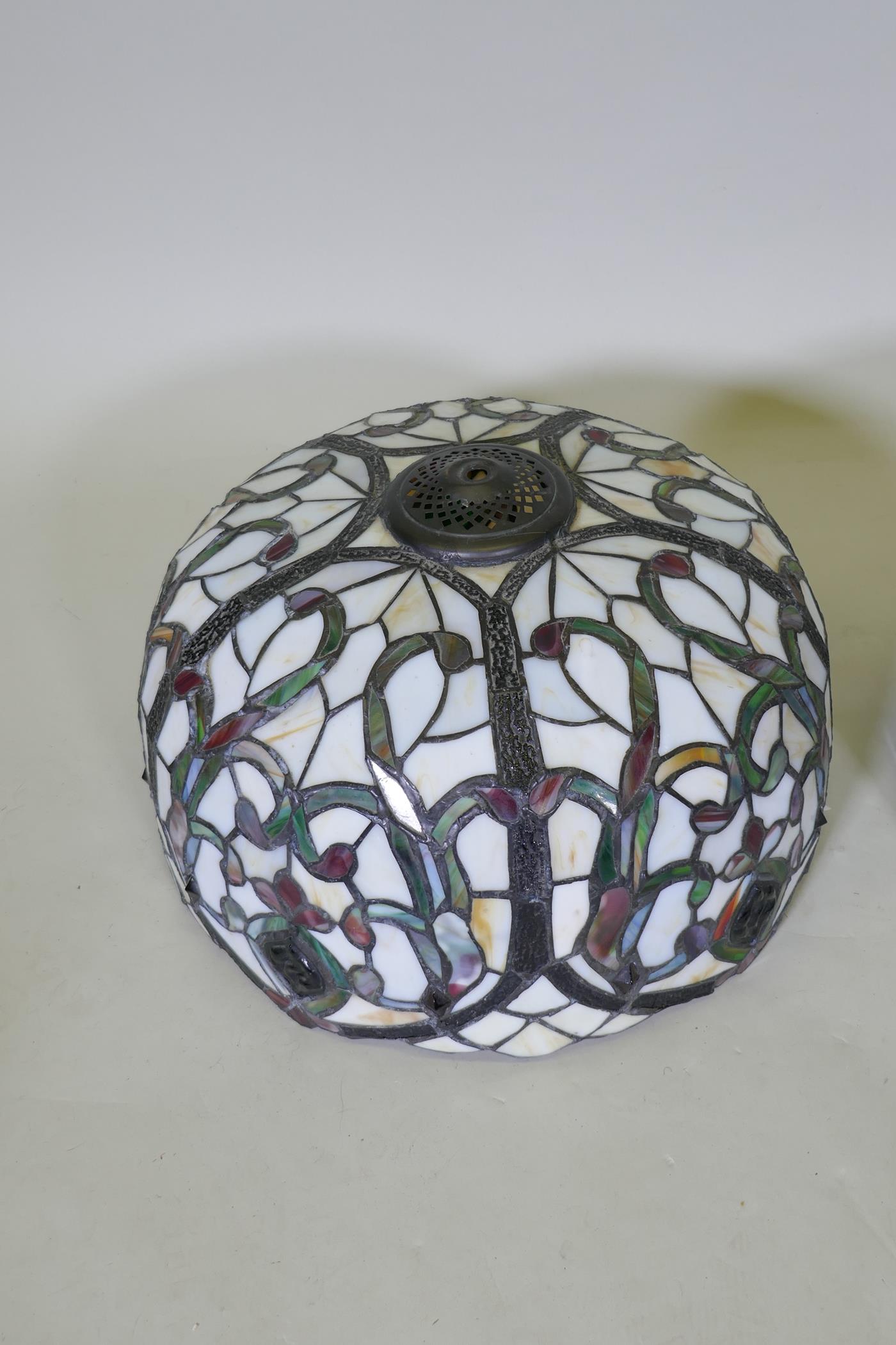 A pair of Tiffany style glass ceiling lamp shades, 40cm diameter - Image 2 of 2