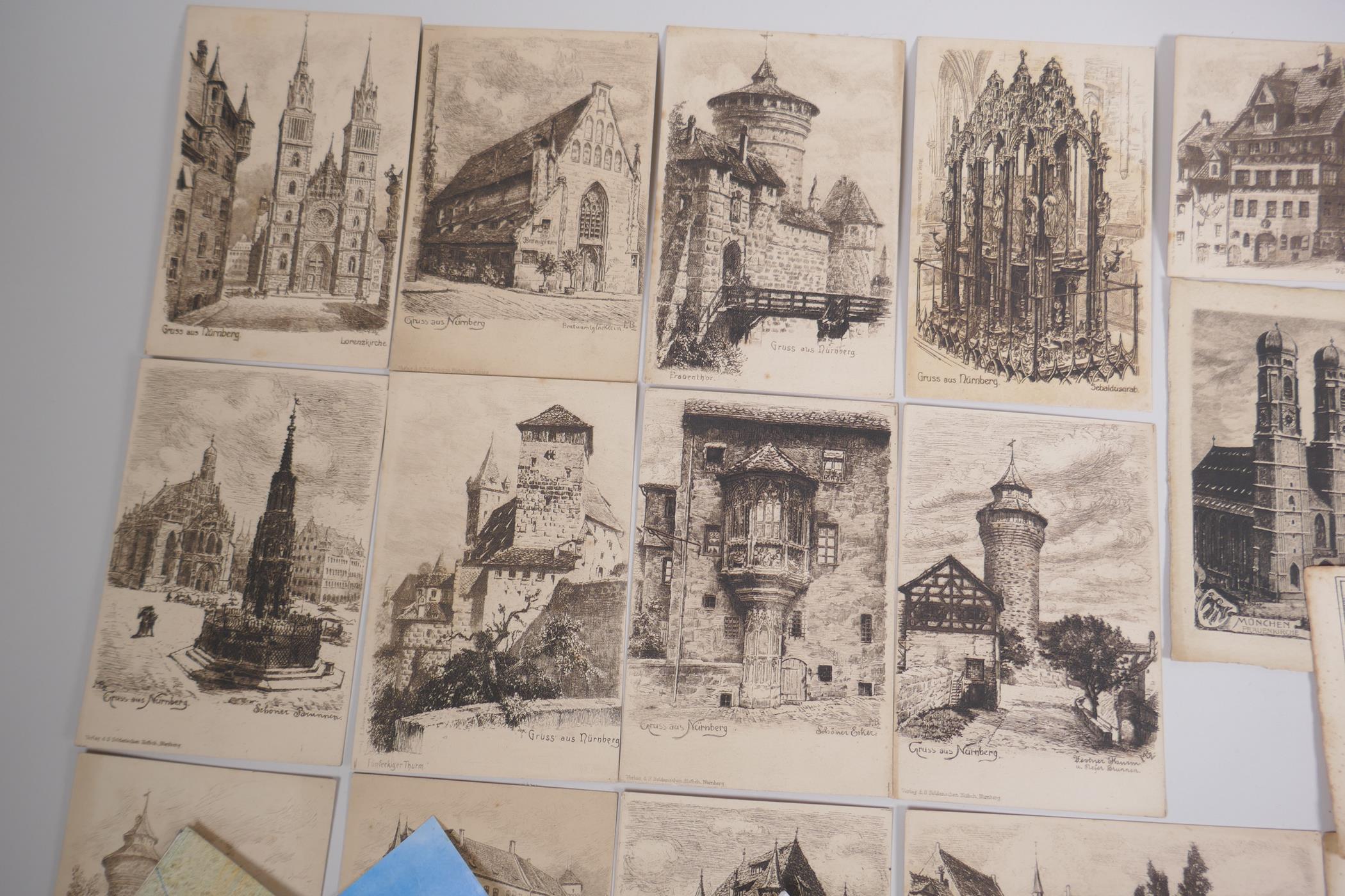 A quantity of late C19th and C20th postcards including engravings of German landmarks, greetings - Image 3 of 8