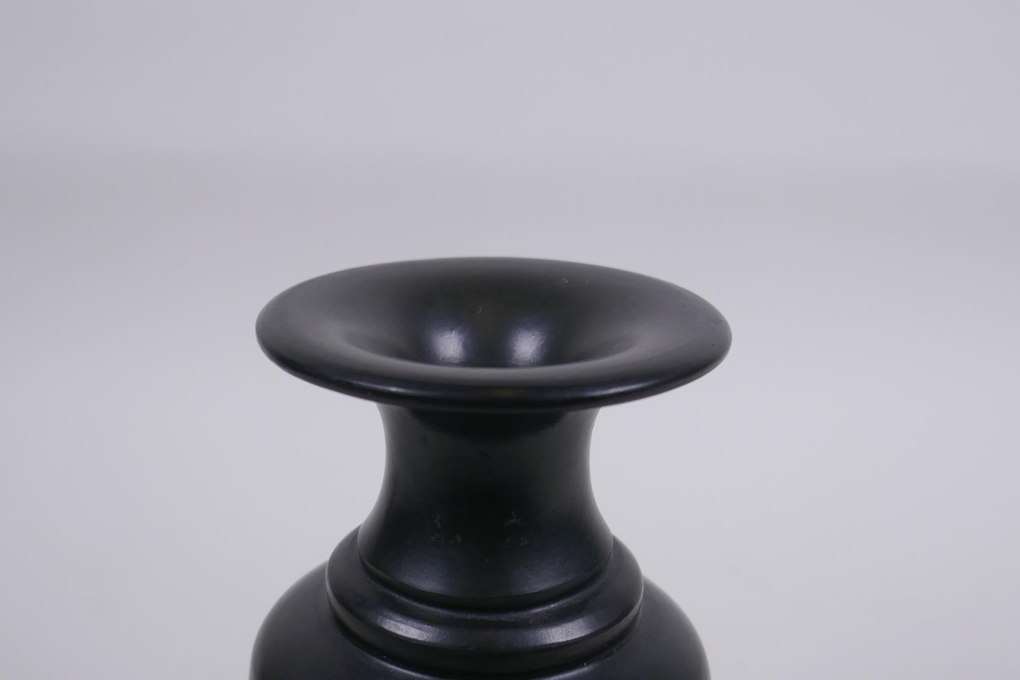 A Chinese black ground YiXing reticulated vase, impressed marks to base, 15cm high - Image 5 of 9
