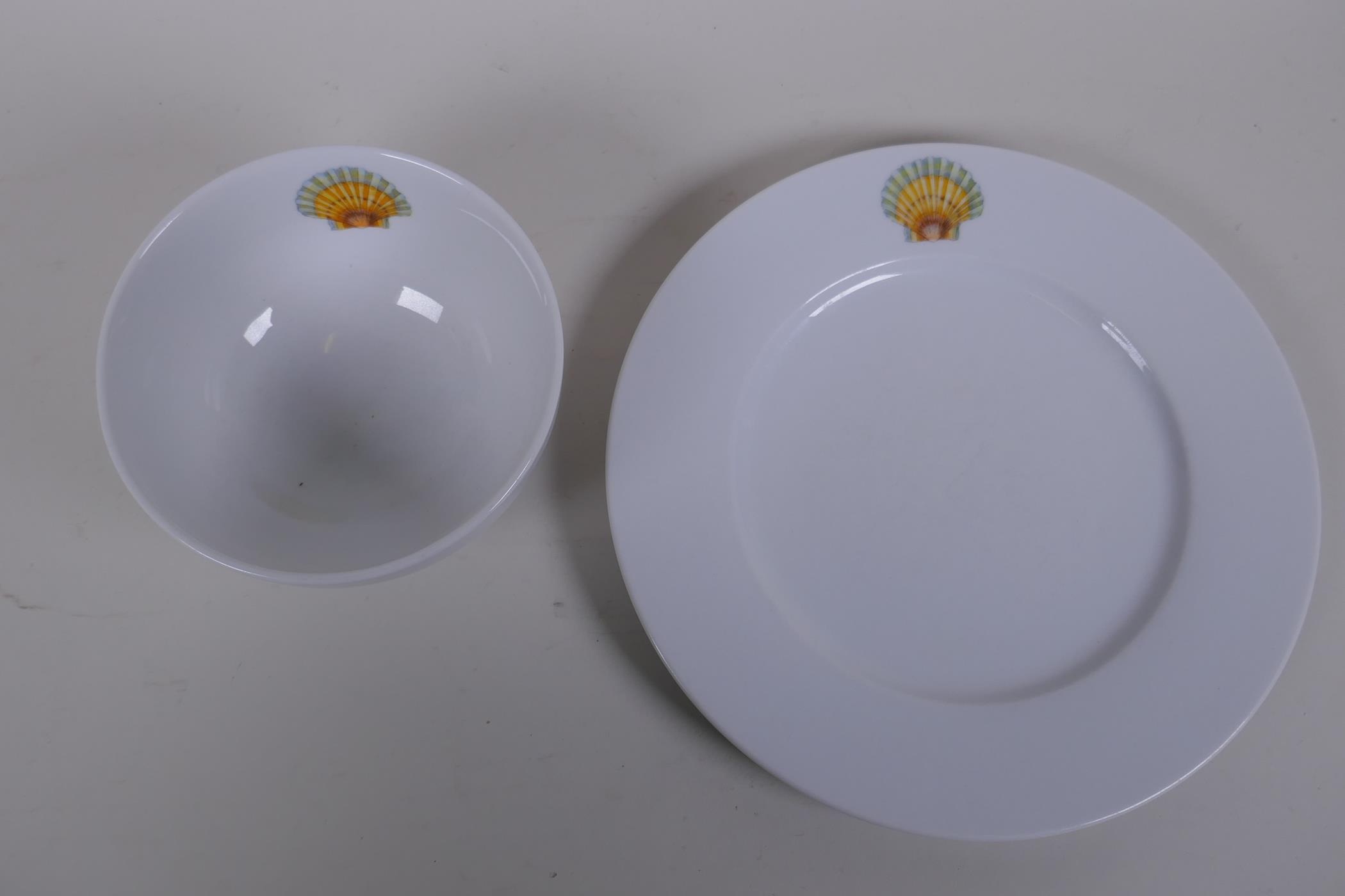 Richard Bramble for Jersey Pottery, four dining plates, three side plates, three bowls and two egg - Image 4 of 9