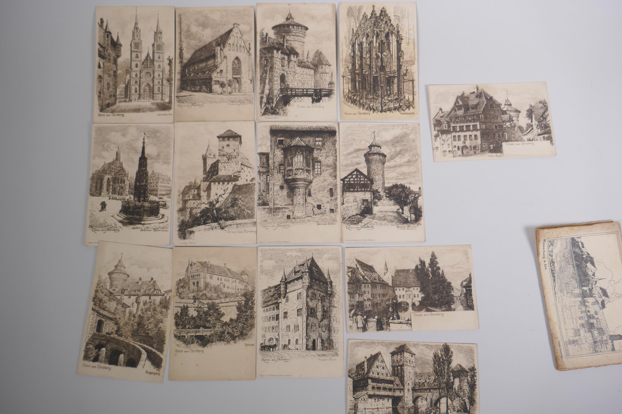 A quantity of late C19th and C20th postcards including engravings of German landmarks, greetings - Image 8 of 8