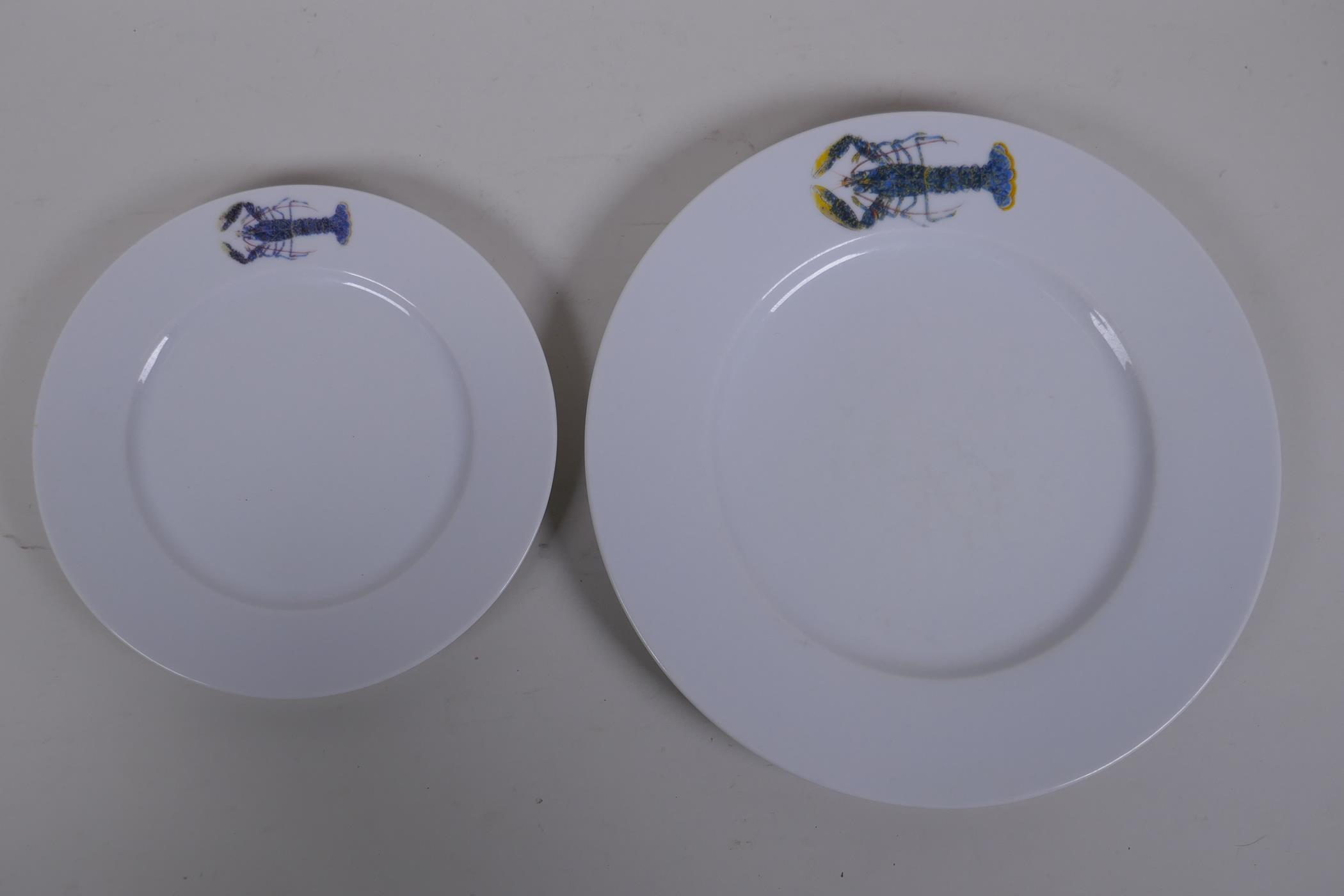 Richard Bramble for Jersey Pottery, four dining plates, three side plates, three bowls and two egg - Image 5 of 9
