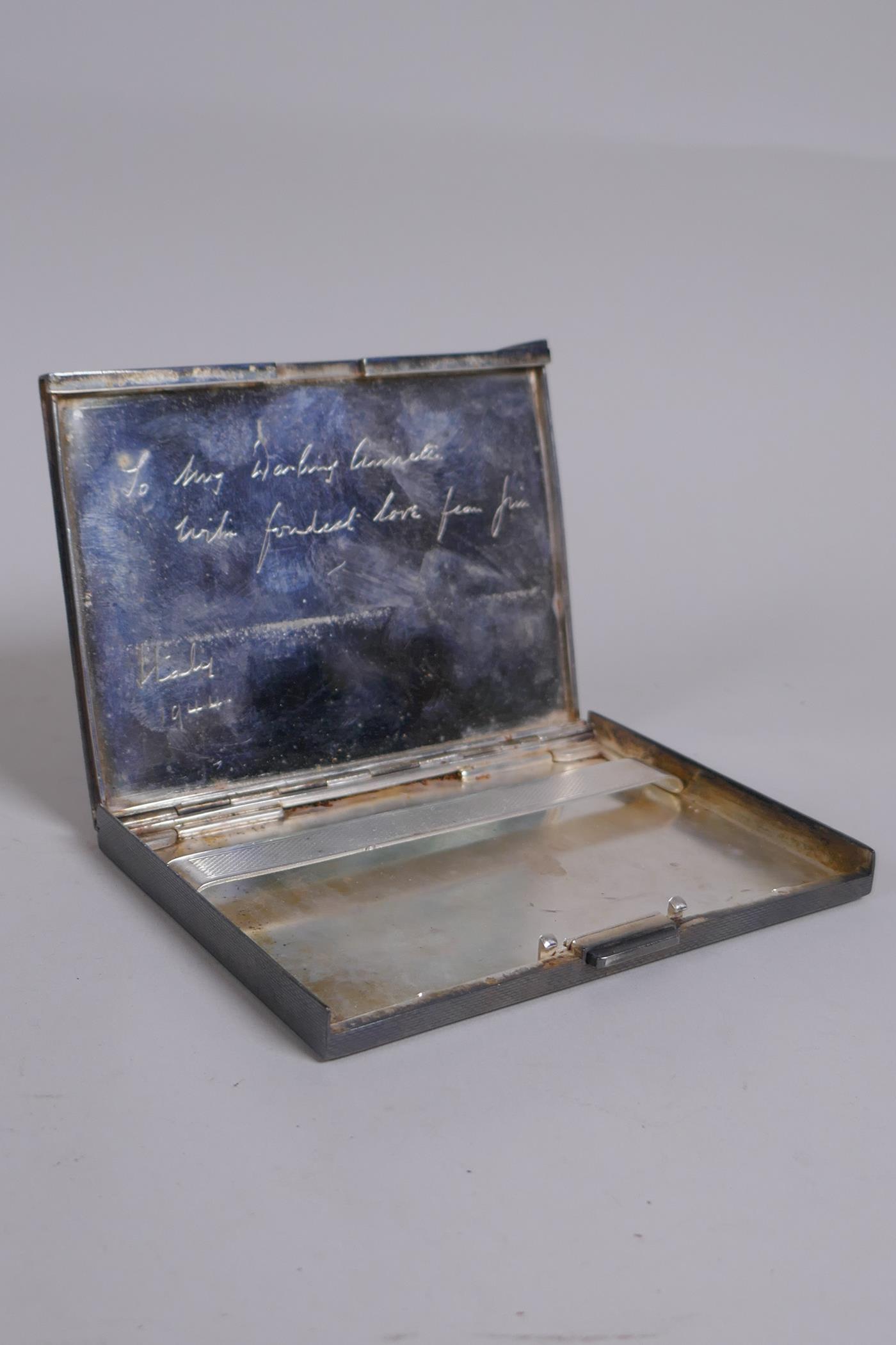 A continental engine turned white metal cigarette case, together with a continental white metal - Image 3 of 7