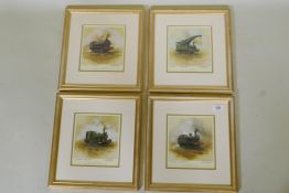 David Shepherd, the East Somerset Railway, four prints of locomotives, signed by the artist with a