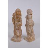 Two African carved soapstone figures, 1AF, 30cm high