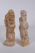 Two African carved soapstone figures, 1AF, 30cm high