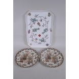 A pair of Chinese porcelain cabinet plates with polychrome and gilt decoration of objects of virtue,