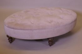 A John Lewis buttoned footstool, 106 x 68cm, 35cm high