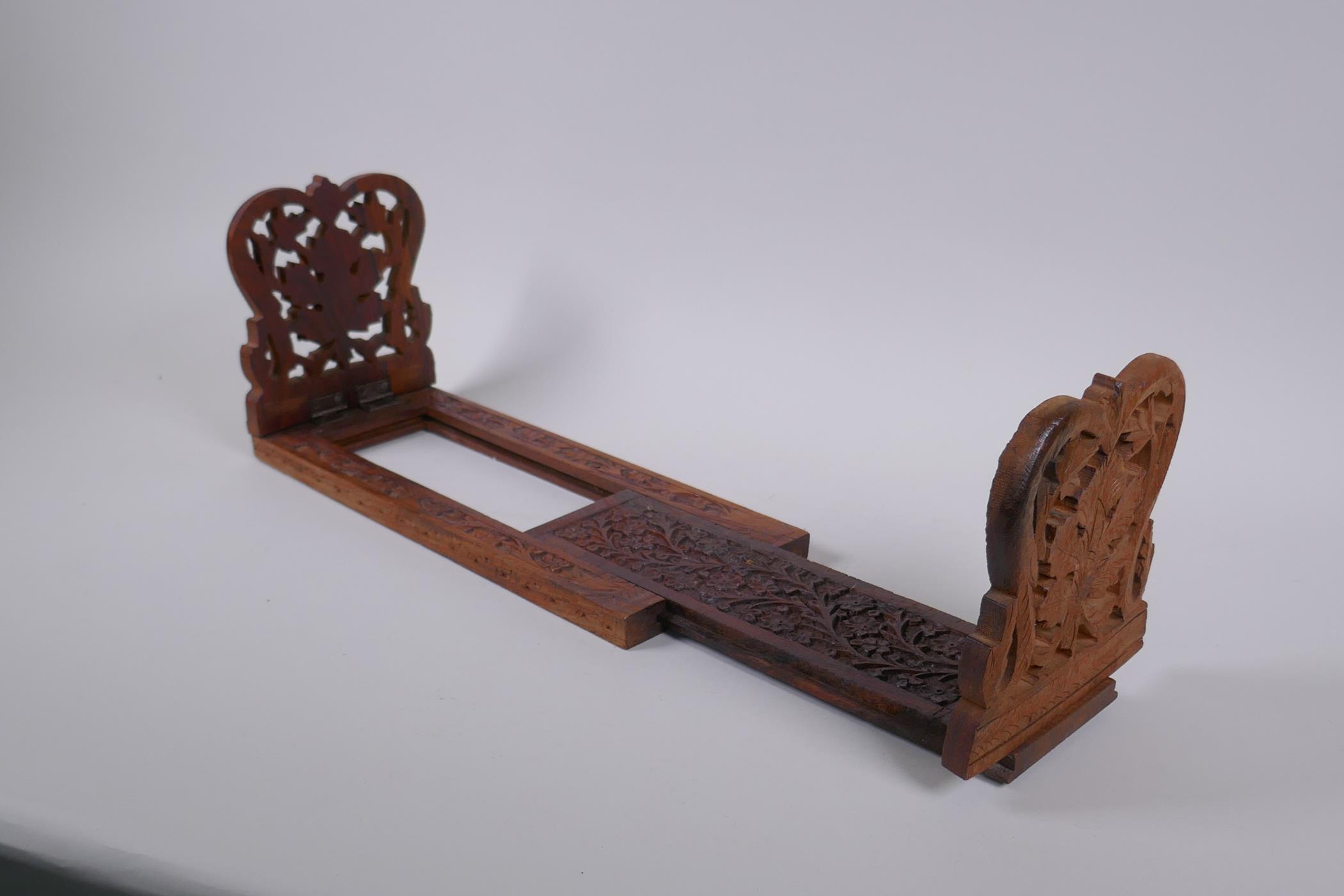 A Victorian papier mache book slide with decorative brass and bone mounts, and painted with a burr - Image 5 of 6