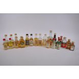 A quantity of 70s and 80s spirits miniatures, mostly whisky including The Original Hundred Pipers