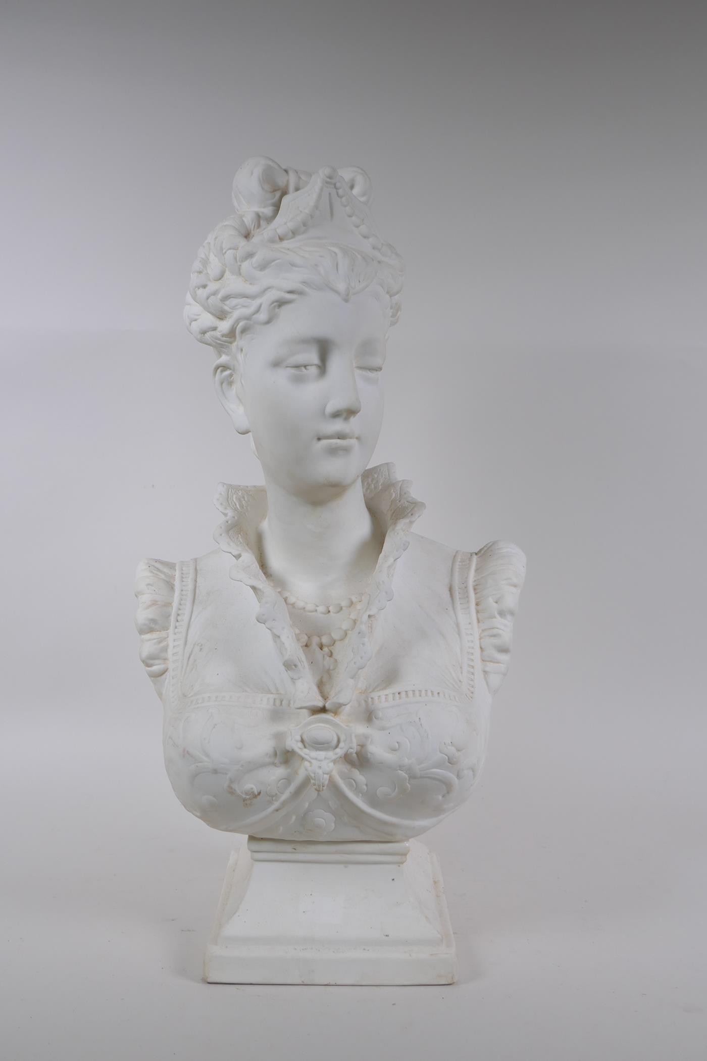 A ceramic bust of Marie Antoinette, 50cm high - Image 2 of 4