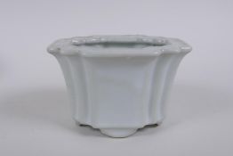 A Chinese crackle glazed porcelain planter, 13 x 10cm, 8cm high