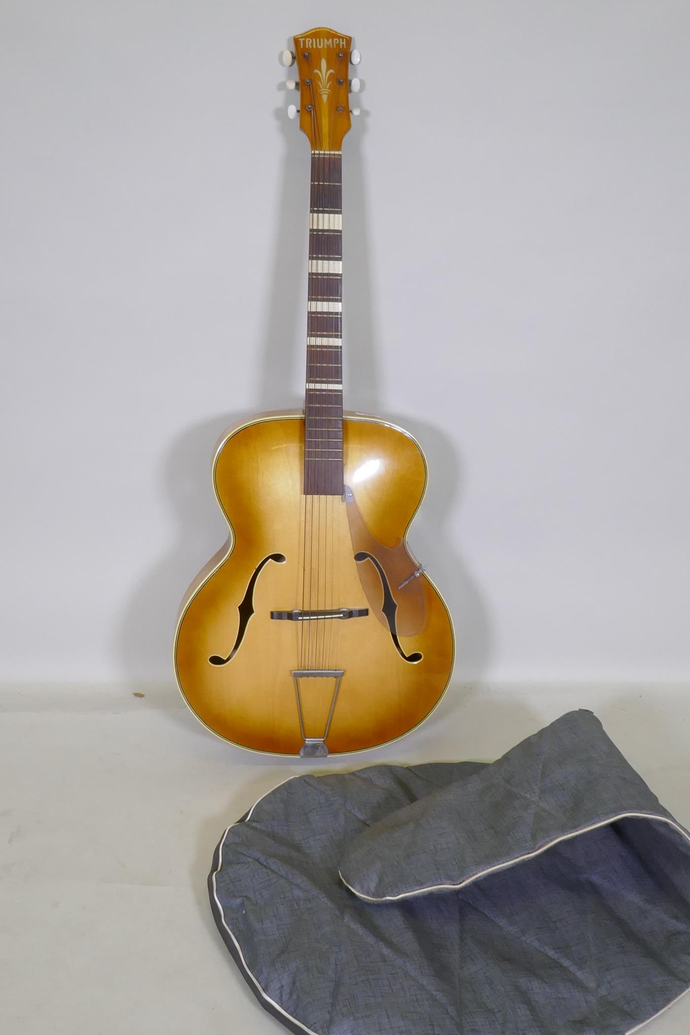 A Triumph acoustic guitar and soft case