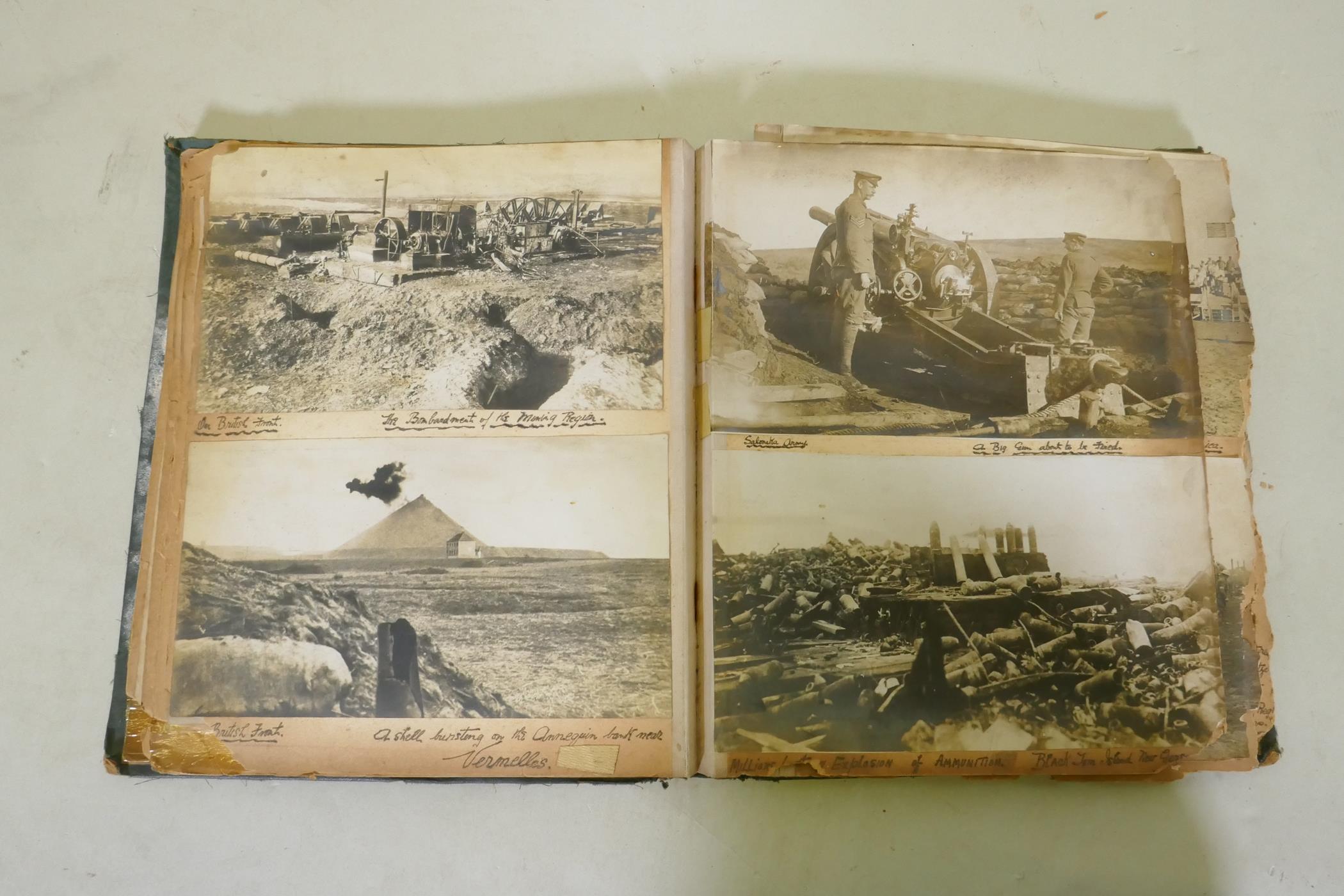 A scrap book of photographs from the Great War, images of the Western Front, artillery and trenches, - Image 5 of 5