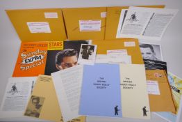 A collection of Buddy Holly ephemera, and a signed postcard of Bill Haley