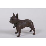 A bronze figure of a French bulldog, 7cm long, 7cm high