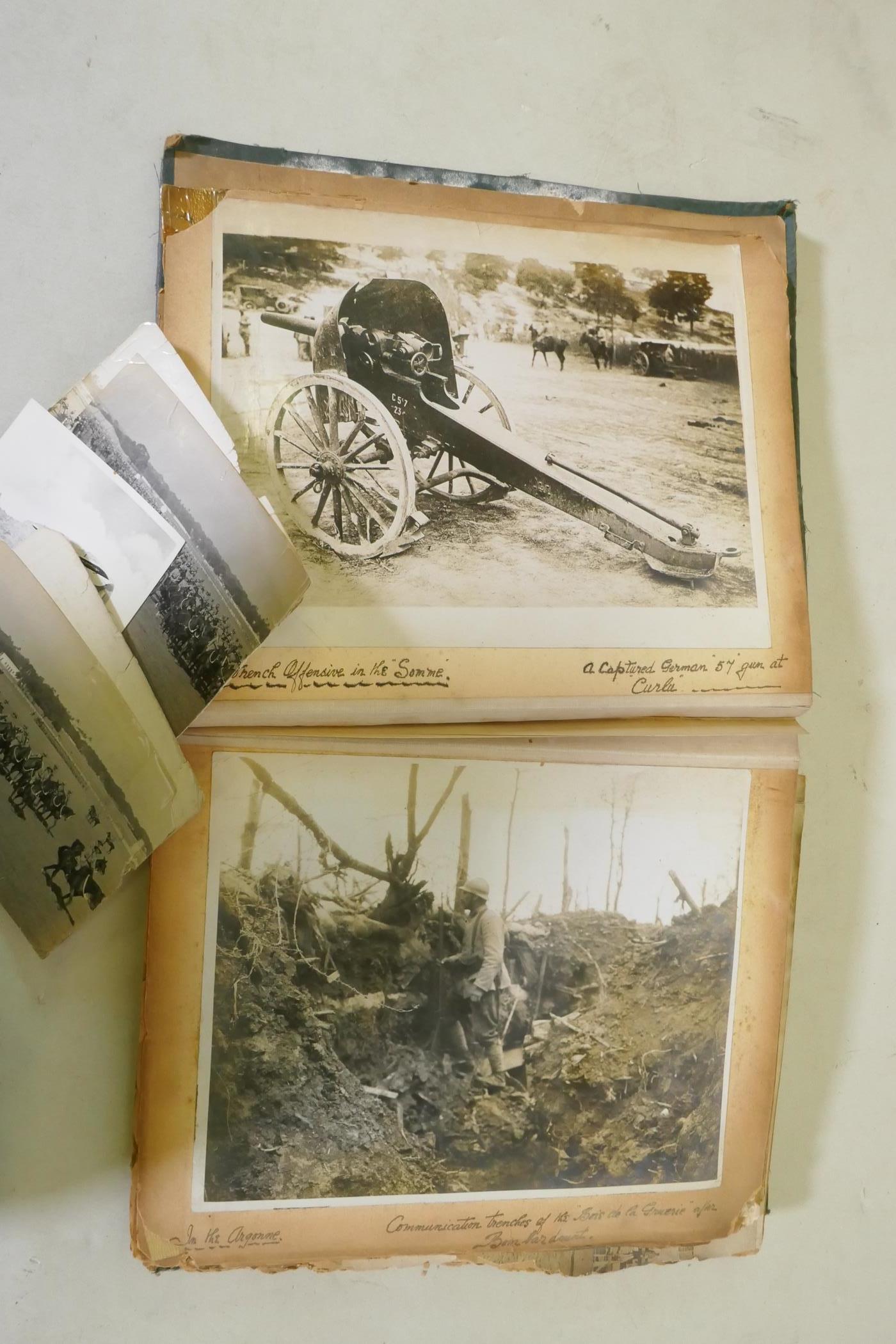 A scrap book of photographs from the Great War, images of the Western Front, artillery and trenches, - Image 3 of 5