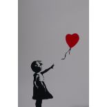 After Banksy, Balloon Girl, copy screen print, by the West Country Prince, 70 x 50cm
