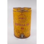 A vintage Shell Rotella Oil 40 1 gallon can, 44cm high x 28cm diameter