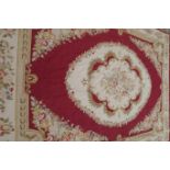 A woven wool tapestry rug/wall hanging with Aubusson design, 255 x 360cm