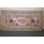 A stone specimen inlaid table top with a slate bed/support, AF, 214 x 106cm