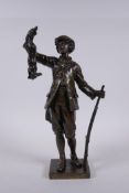 After Charles Georges Ferville-Suan, (French, 1847-1925), Chasseur, bronze figure of a hunter