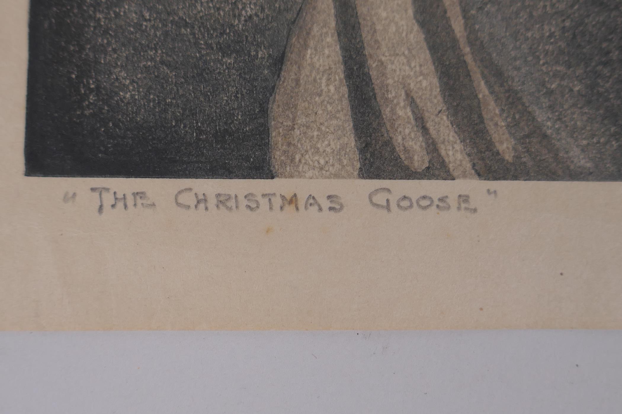 Arthur Rigden Read (British, 1879-1955), The Christmas Goose, pencil signed colour woodcut, 16.5 x - Image 4 of 5