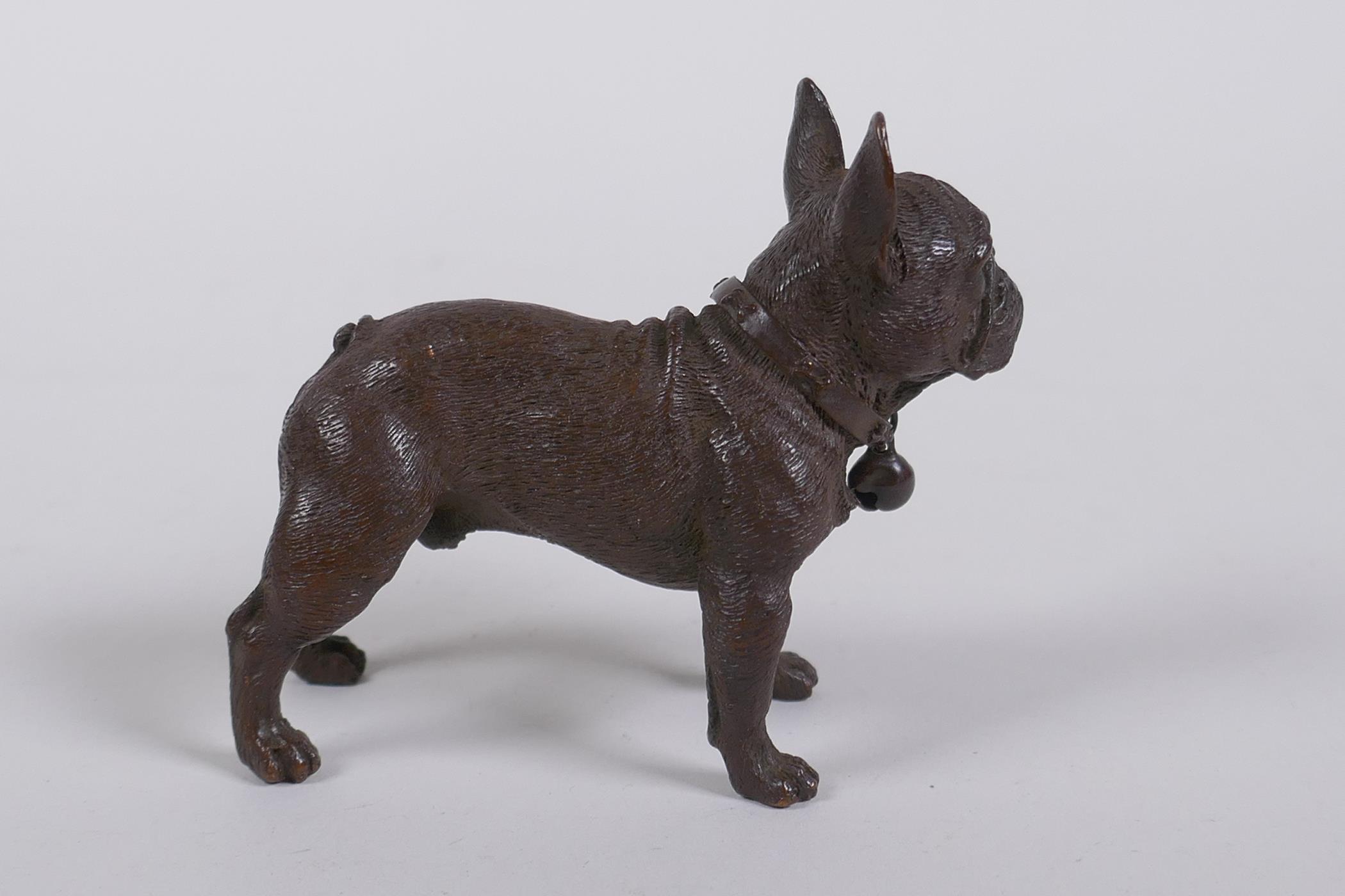 A bronze figure of a French bulldog, 7cm long, 7cm high - Image 3 of 4