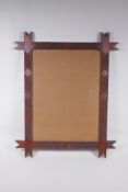 An Italian tramp art pine picture frame, 36 x 48cm rebate