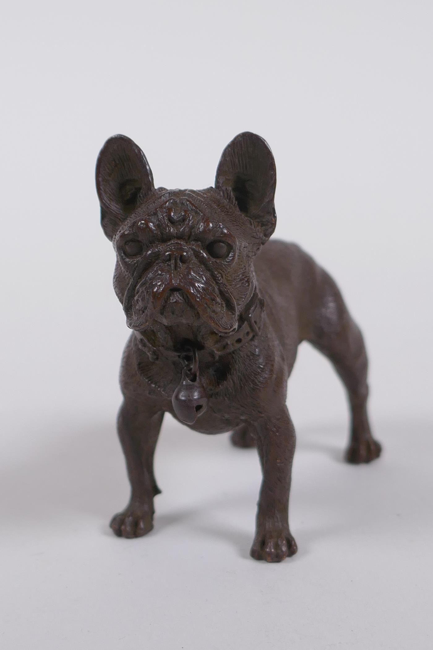 A bronze figure of a French bulldog, 7cm long, 7cm high - Image 2 of 4