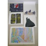 Alan Cox, Megaliths 1, (19)72, contemporary print, together with four other large contemporary print