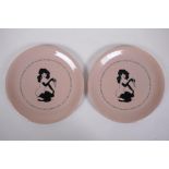 A pair of vintage Dunn Bennett side plates from the Playboy Club, 20cm diameter