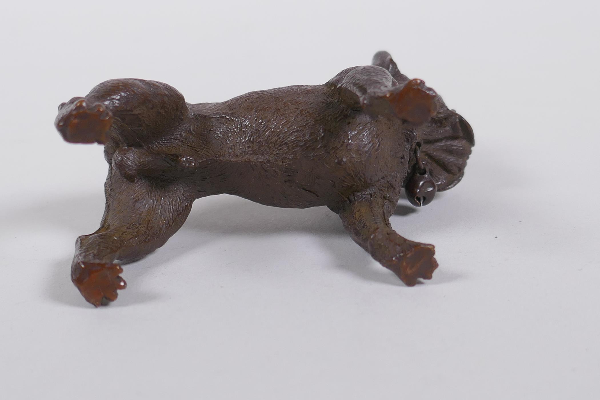 A bronze figure of a French bulldog, 7cm long, 7cm high - Image 4 of 4