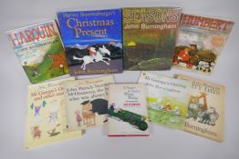 A collection of books illustrated by John Burningham, including the US first edition of Chitty