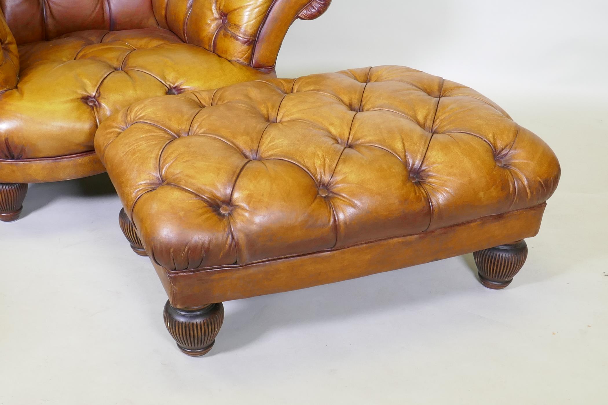 A Tetrad button leather easy chair and footstool - Image 2 of 3