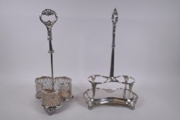 A late C19th/early C20th silver plated two bottle holder by Elkington & Co, and a silver plated