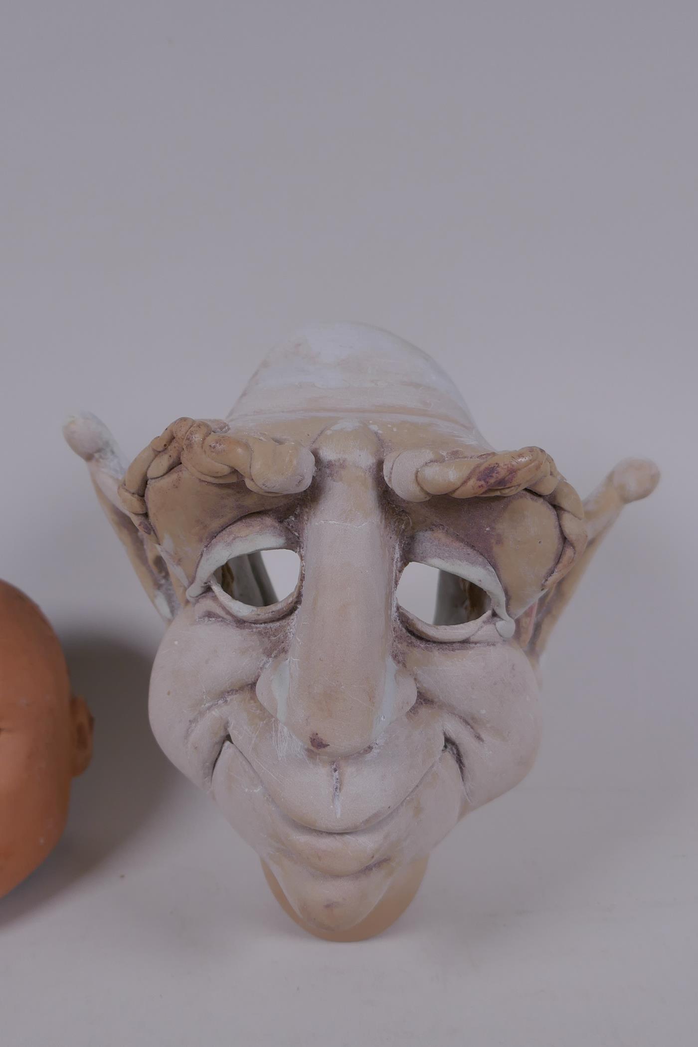 Two puppet heads/maquettes by Phil Eason, largest 15cm - Image 2 of 5