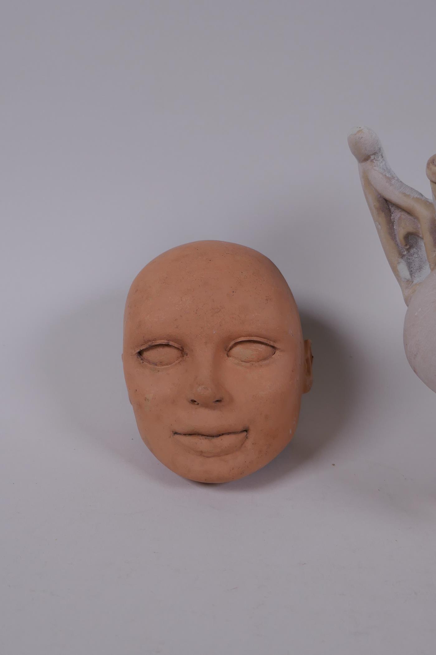 Two puppet heads/maquettes by Phil Eason, largest 15cm - Image 3 of 5