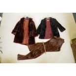 Two vintage fur jackets and two similar fur stoles, AF, largest 1m long