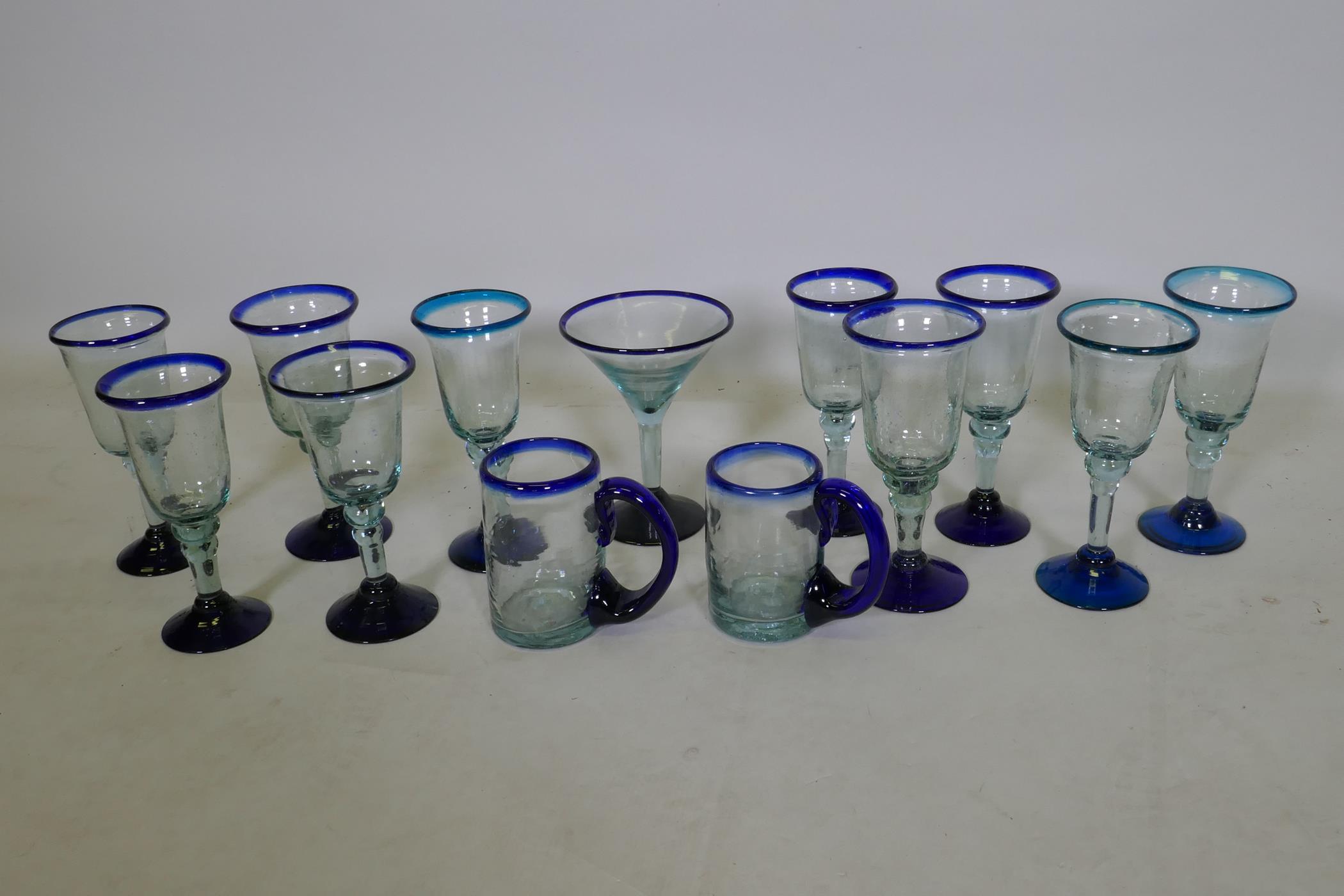 A quantity of hand blown drinking glasses, 19cm high - Image 2 of 2