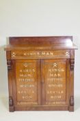 A C19th mahogany chiffonier with painted decoration and carved details, 96 x 47cm, 99cm high