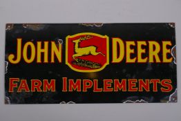 A vintage style John Deere enamel advertising sign, 45 x 21cm