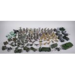 A large quantity of vintage plastic WWII toy soldiers, various makers including Timpo, Lone Star,