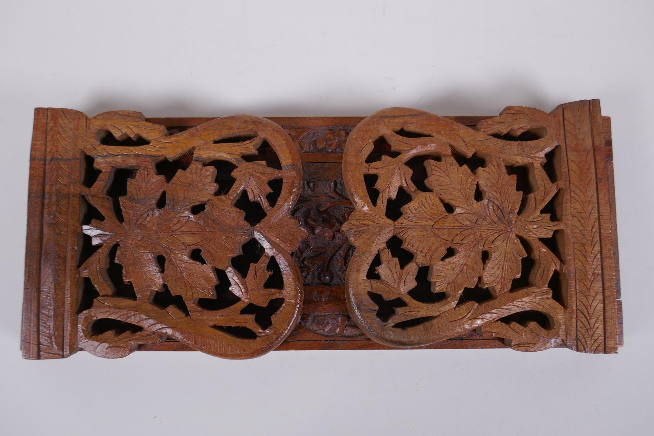 A Victorian papier mache book slide with decorative brass and bone mounts, and painted with a burr - Image 6 of 6