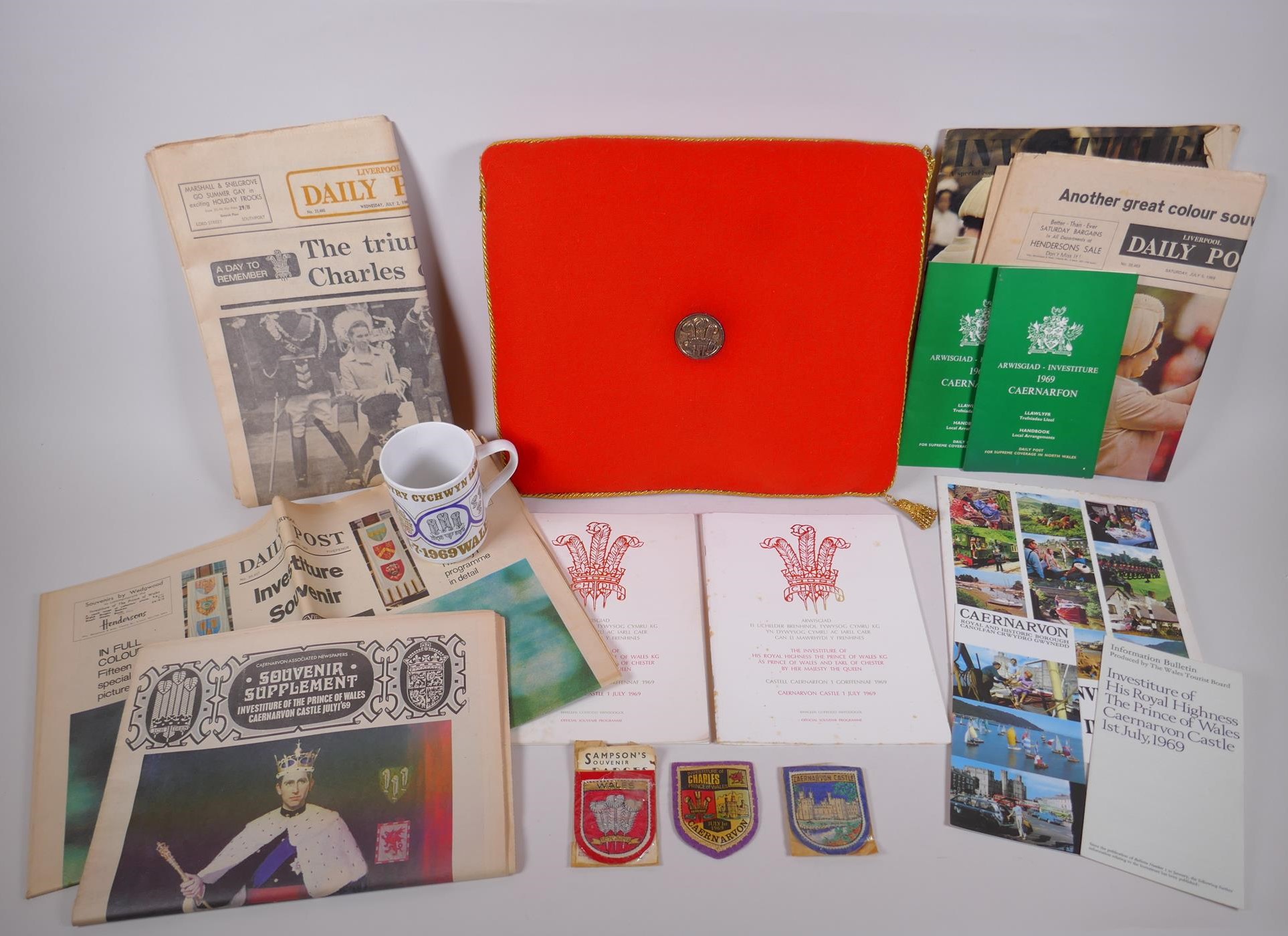 A quantity of items relating to the investiture of Prince Charles (later King Charles III) in